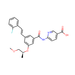 COC[C@H](C)Oc1cc(/C=C/c2ccccc2F)cc(C(=O)Nc2ccc(C(=O)O)cn2)c1 ZINC000095597264