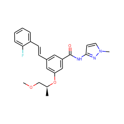 COC[C@H](C)Oc1cc(/C=C/c2ccccc2F)cc(C(=O)Nc2ccn(C)n2)c1 ZINC000095595980