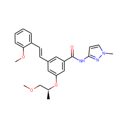 COC[C@H](C)Oc1cc(/C=C/c2ccccc2OC)cc(C(=O)Nc2ccn(C)n2)c1 ZINC000095593688
