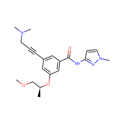 COC[C@H](C)Oc1cc(C#CCN(C)C)cc(C(=O)Nc2ccn(C)n2)c1 ZINC000473128086