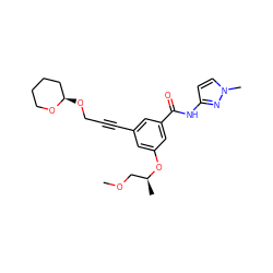 COC[C@H](C)Oc1cc(C#CCO[C@@H]2CCCCO2)cc(C(=O)Nc2ccn(C)n2)c1 ZINC000220911442