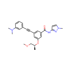 COC[C@H](C)Oc1cc(C#Cc2cccc(N(C)C)c2)cc(C(=O)Nc2ccn(C)n2)c1 ZINC000473128111