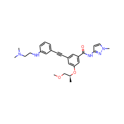 COC[C@H](C)Oc1cc(C#Cc2cccc(NCCN(C)C)c2)cc(C(=O)Nc2ccn(C)n2)c1 ZINC000209726486