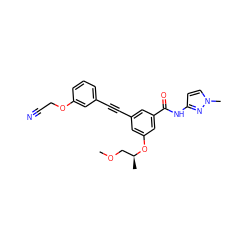 COC[C@H](C)Oc1cc(C#Cc2cccc(OCC#N)c2)cc(C(=O)Nc2ccn(C)n2)c1 ZINC000473124813