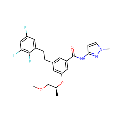 COC[C@H](C)Oc1cc(CCc2cc(F)cc(F)c2F)cc(C(=O)Nc2ccn(C)n2)c1 ZINC000095594663