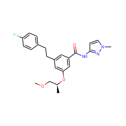 COC[C@H](C)Oc1cc(CCc2ccc(F)cc2)cc(C(=O)Nc2ccn(C)n2)c1 ZINC000095596778