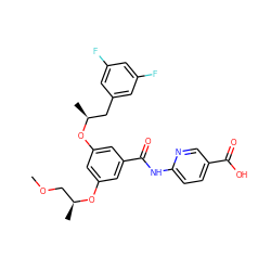 COC[C@H](C)Oc1cc(O[C@@H](C)Cc2cc(F)cc(F)c2)cc(C(=O)Nc2ccc(C(=O)O)cn2)c1 ZINC000071340500