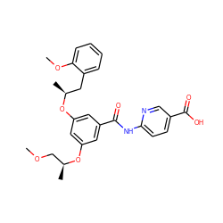 COC[C@H](C)Oc1cc(O[C@@H](C)Cc2ccccc2OC)cc(C(=O)Nc2ccc(C(=O)O)cn2)c1 ZINC000071331521
