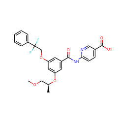 COC[C@H](C)Oc1cc(OCC(F)(F)c2ccccc2)cc(C(=O)Nc2ccc(C(=O)O)cn2)c1 ZINC000014210306