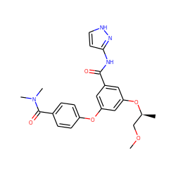 COC[C@H](C)Oc1cc(Oc2ccc(C(=O)N(C)C)cc2)cc(C(=O)Nc2cc[nH]n2)c1 ZINC000115336190