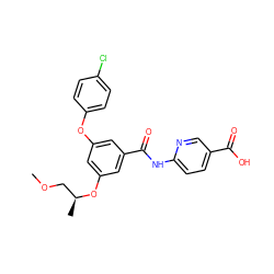 COC[C@H](C)Oc1cc(Oc2ccc(Cl)cc2)cc(C(=O)Nc2ccc(C(=O)O)cn2)c1 ZINC000071333567