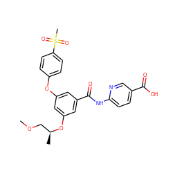COC[C@H](C)Oc1cc(Oc2ccc(S(C)(=O)=O)cc2)cc(C(=O)Nc2ccc(C(=O)O)cn2)c1 ZINC000071340861