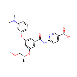 COC[C@H](C)Oc1cc(Oc2cccc(N(C)C)c2)cc(C(=O)Nc2ccc(C(=O)O)cn2)c1 ZINC000071332751