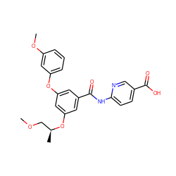 COC[C@H](C)Oc1cc(Oc2cccc(OC)c2)cc(C(=O)Nc2ccc(C(=O)O)cn2)c1 ZINC000071331448