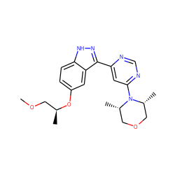 COC[C@H](C)Oc1ccc2[nH]nc(-c3cc(N4[C@@H](C)COC[C@H]4C)ncn3)c2c1 ZINC000225561611