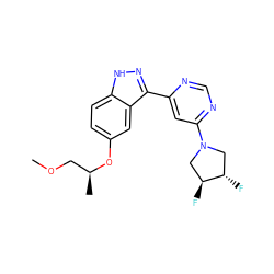 COC[C@H](C)Oc1ccc2[nH]nc(-c3cc(N4C[C@H](F)[C@@H](F)C4)ncn3)c2c1 ZINC001772615065