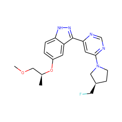 COC[C@H](C)Oc1ccc2[nH]nc(-c3cc(N4CC[C@@H](CF)C4)ncn3)c2c1 ZINC000225558200