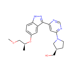 COC[C@H](C)Oc1ccc2[nH]nc(-c3cc(N4CC[C@@H](CO)C4)ncn3)c2c1 ZINC000225560152