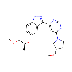 COC[C@H](C)Oc1ccc2[nH]nc(-c3cc(N4CC[C@H](OC)C4)ncn3)c2c1 ZINC000221105138