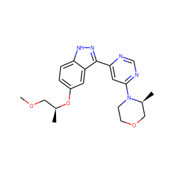 COC[C@H](C)Oc1ccc2[nH]nc(-c3cc(N4CCOC[C@@H]4C)ncn3)c2c1 ZINC000225560611