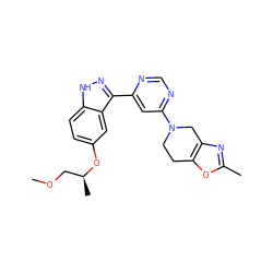 COC[C@H](C)Oc1ccc2[nH]nc(-c3cc(N4CCc5oc(C)nc5C4)ncn3)c2c1 ZINC000225561350