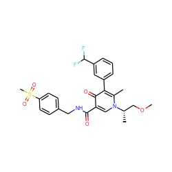 COC[C@H](C)n1cc(C(=O)NCc2ccc(S(C)(=O)=O)cc2)c(=O)c(-c2cccc(C(F)F)c2)c1C ZINC000148768873