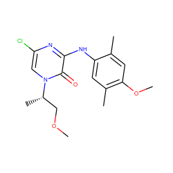 COC[C@H](C)n1cc(Cl)nc(Nc2cc(C)c(OC)cc2C)c1=O ZINC000043020268