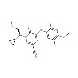 COC[C@H](C1CC1)n1cc(C#N)nc(Nc2cc(C)c(OC)nc2C)c1=O ZINC000045303076