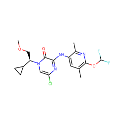 COC[C@H](C1CC1)n1cc(Cl)nc(Nc2cc(C)c(OC(F)F)nc2C)c1=O ZINC000045285637