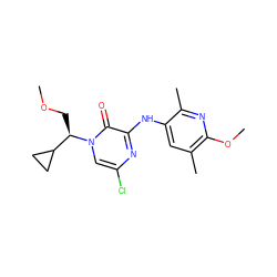 COC[C@H](C1CC1)n1cc(Cl)nc(Nc2cc(C)c(OC)nc2C)c1=O ZINC000045287511