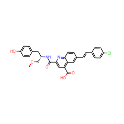 COC[C@H](Cc1ccc(O)cc1)NC(=O)c1cc(C(=O)O)c2cc(/C=C/c3ccc(Cl)cc3)ccc2n1 ZINC000034948130