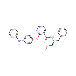 COC[C@H](Cc1ccccc1)NC(=O)c1cccnc1Oc1ccc(Nc2ccccn2)cc1 ZINC000139498979