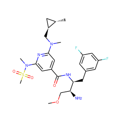 COC[C@H](N)[C@H](Cc1cc(F)cc(F)c1)NC(=O)c1cc(N(C)C[C@H]2C[C@@H]2C)nc(N(C)S(C)(=O)=O)c1 ZINC000028706469