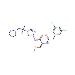 COC[C@H](NC(=O)Cc1cc(F)cc(F)c1)C(=O)Nc1cn(C(C)(C)CN2CCCC2)cn1 ZINC000071418510