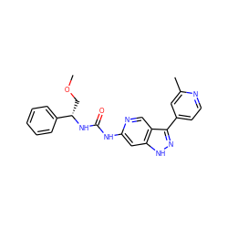 COC[C@H](NC(=O)Nc1cc2[nH]nc(-c3ccnc(C)c3)c2cn1)c1ccccc1 ZINC000261176303