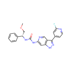 COC[C@H](NC(=O)Nc1cc2[nH]nc(-c3ccnc(F)c3)c2cn1)c1ccccc1 ZINC000261080400