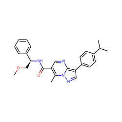 COC[C@H](NC(=O)c1cnc2c(-c3ccc(C(C)C)cc3)cnn2c1C)c1ccccc1 ZINC000045496029
