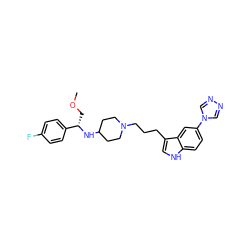 COC[C@H](NC1CCN(CCCc2c[nH]c3ccc(-n4cnnc4)cc23)CC1)c1ccc(F)cc1 ZINC000013802555