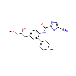 COC[C@H](O)Cc1ccc(NC(=O)c2ncc(C#N)[nH]2)c(C2=CCC(C)(C)CC2)c1 ZINC000146939991