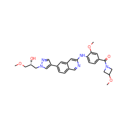 COC[C@H](O)Cn1cc(-c2ccc3cnc(Nc4ccc(C(=O)N5CC(OC)C5)cc4OC)cc3c2)cn1 ZINC000223661367