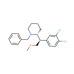 COC[C@H](c1ccc(Cl)c(Cl)c1)[C@H]1CCCCN1Cc1ccccc1 ZINC000064415716