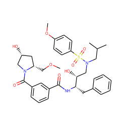 COC[C@H]1C[C@@H](O)CN1C(=O)c1cccc(C(=O)N[C@@H](Cc2ccccc2)[C@H](O)CN(CC(C)C)S(=O)(=O)c2ccc(OC)cc2)c1 ZINC000473155078