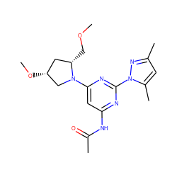 COC[C@H]1C[C@@H](OC)CN1c1cc(NC(C)=O)nc(-n2nc(C)cc2C)n1 ZINC000040379772