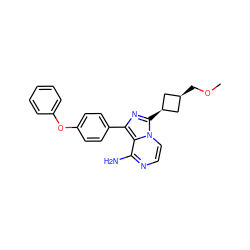 COC[C@H]1C[C@@H](c2nc(-c3ccc(Oc4ccccc4)cc3)c3c(N)nccn32)C1 ZINC000261183755