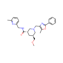 COC[C@H]1C[C@H](C(=O)NCc2cccc(C)n2)CN(Cc2nc(-c3ccccc3)oc2C)C1 ZINC000071341060