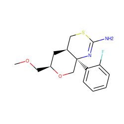 COC[C@H]1C[C@H]2CSC(N)=N[C@@]2(c2ccccc2F)CO1 ZINC000146786658