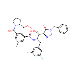 COC[C@H]1CCCN1C(=O)c1cc(C)cc(C(=O)N[C@@H](Cc2cc(F)cc(F)c2)[C@H](O)[C@@H]2NCN(Cc3ccccc3)C2=O)c1 ZINC000044352085