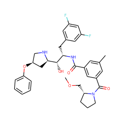 COC[C@H]1CCCN1C(=O)c1cc(C)cc(C(=O)N[C@@H](Cc2cc(F)cc(F)c2)[C@H](O)[C@H]2C[C@@H](Oc3ccccc3)CN2)c1 ZINC000014209296