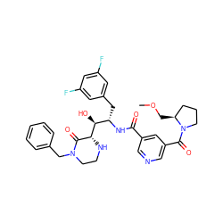 COC[C@H]1CCCN1C(=O)c1cncc(C(=O)N[C@@H](Cc2cc(F)cc(F)c2)[C@H](O)[C@@H]2NCCN(Cc3ccccc3)C2=O)c1 ZINC000042851749