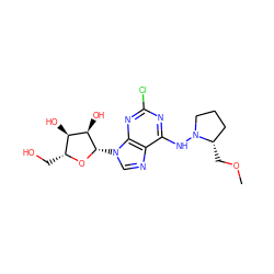 COC[C@H]1CCCN1Nc1nc(Cl)nc2c1ncn2[C@@H]1O[C@H](CO)[C@@H](O)[C@H]1O ZINC000026578700